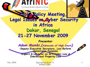 Public Policy Meeting Legal Issues on Cyber Security