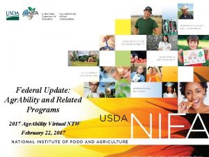 Federal Update Agr Ability and Related Programs 2017