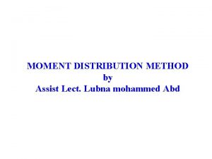 MOMENT DISTRIBUTION METHOD by Assist Lect Lubna mohammed