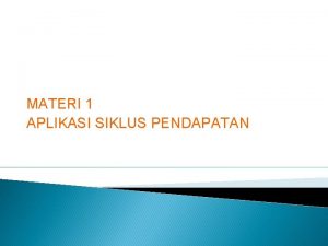 MATERI 1 APLIKASI SIKLUS PENDAPATAN APLIKASI SIKLUS PENDAPATAN