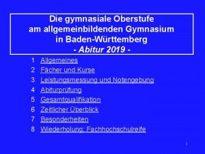 Die gymnasiale Oberstufe am allgemeinbildenden Gymnasium in BadenWrttemberg