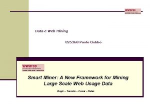 Data e Web Mining 825368 Paolo Gobbo Smart