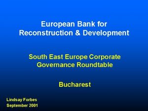 European Bank for Reconstruction Development South East Europe