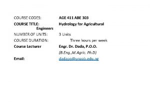 COURSE CODES COURSE TITLE Engineers NUMBER OF UNITS