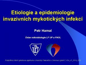 Etiologie a epidemiologie invazivnch mykotickch infekc Petr Hamal