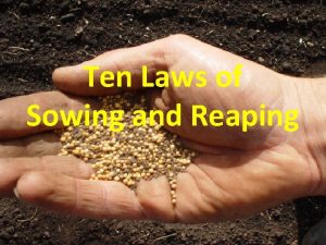 Ten Laws of Sowing and Reaping Ten The