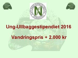 UngUllbaggestipendiet 2016 Vandringspris 2 000 kr Kriterier NBelever