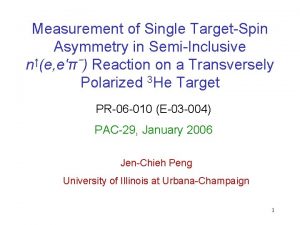 Measurement of Single TargetSpin Asymmetry in SemiInclusive ne