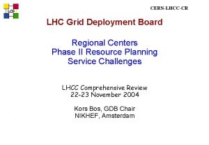 CERNLHCCCR LCG LHC Grid Deployment Board Regional Centers