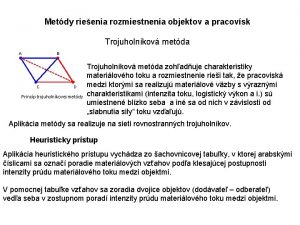 Metdy rieenia rozmiestnenia objektov a pracovsk Trojuholnkov metda