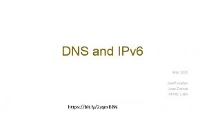 DNS and IPv 6 May 2020 Geoff Huston