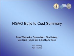 NGAO Build to Cost Summary Peter Wizinowich Sean