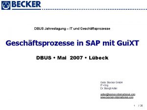 DBUS Jahrestagung IT und Geschftsprozesse in SAP mit