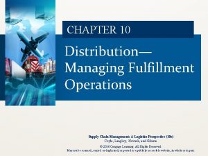 Distribution fulfillment operations