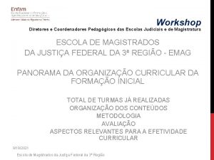 Workshop Diretores e Coordenadores Pedaggicos das Escolas Judiciais