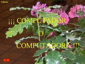 Valiente COMPUTADOR O COMPUTADORA Valiente Un maestro explicaba