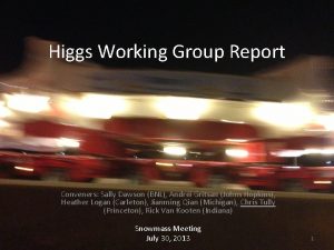 Higgs Working Group Report Conveners Sally Dawson BNL