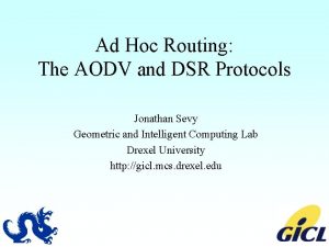 Ad Hoc Routing The AODV and DSR Protocols