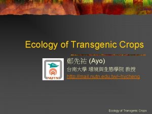 Ecology of Transgenic Crops Ayo http mail nutn
