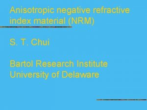Anisotropic negative refractive index material NRM S T