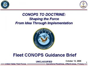 CONOPS TO DOCTRINE Shaping the Force From Idea