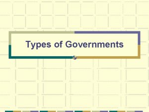 Types of Governments To study governments geographers look