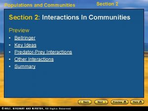 Populations and Communities Section 2 Interactions In Communities