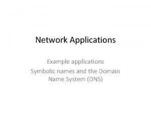 Network Applications Example applications Symbolic names and the