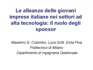 Le alleanze delle giovani imprese italiane nei settori