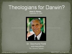 Theologians for Darwin Sean D Pitman September 20