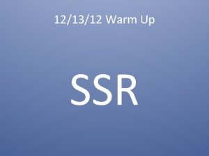 121312 Warm Up SSR What motivates an author