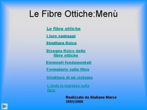 Le Fibre Ottiche Men Le fibre ottiche I