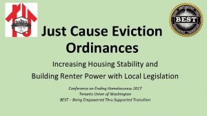 Just Cause Eviction Ordinances Increasing Housing Stability and