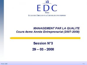 MANAGEMENT PAR LA QUALITE Cours 4 eme Anne