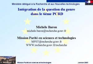 Ministre dlgu la Recherche et aux Nouvelles technologies