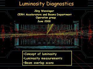 Luminosity Diagnostics Jrg Wenninger CERN Accelerators and Beams