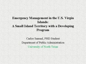 Emergency Management in the U S Virgin Islands