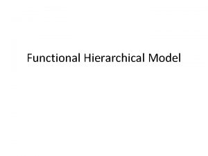 Functional Hierarchical Model Functional Hierarchy Most Abstract Level