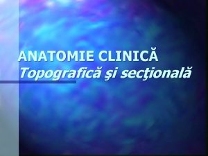 ANATOMIE CLINIC Topografic i secional Regiunea cavitii nazale