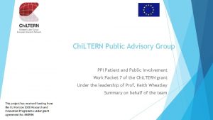 Chi LTERN Public Advisory Group PPI Patient and