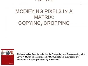 TOPIC 9 1 MODIFYING PIXELS IN A MATRIX