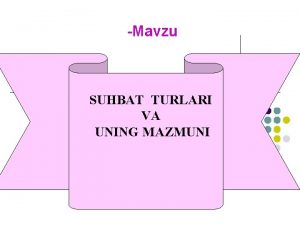 Qanday suhbat turlari mavjud