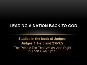 LEADING A NATION BACK TO GOD Studies in
