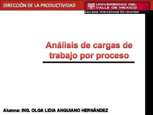 DIRECCIN DE LA PRODUCTIVIDAD Anlisis de cargas de