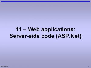 11 Web applications Serverside code ASP Net Mark