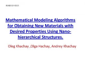 EGU 2020 1323 Mathematical Modeling Algorithms for Obtaining