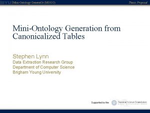 MiniOntology Generat Or MOGO Thesis Proposal MiniOntology Generation