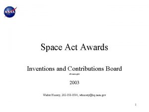Space Act Awards Inventions and Contributions Board icb