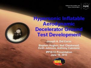 National Aeronautics and Space Administration Hypersonic Inflatable Aerodynamic