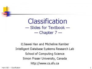 Classification Slides for Textbook Chapter 7 Jiawei Han